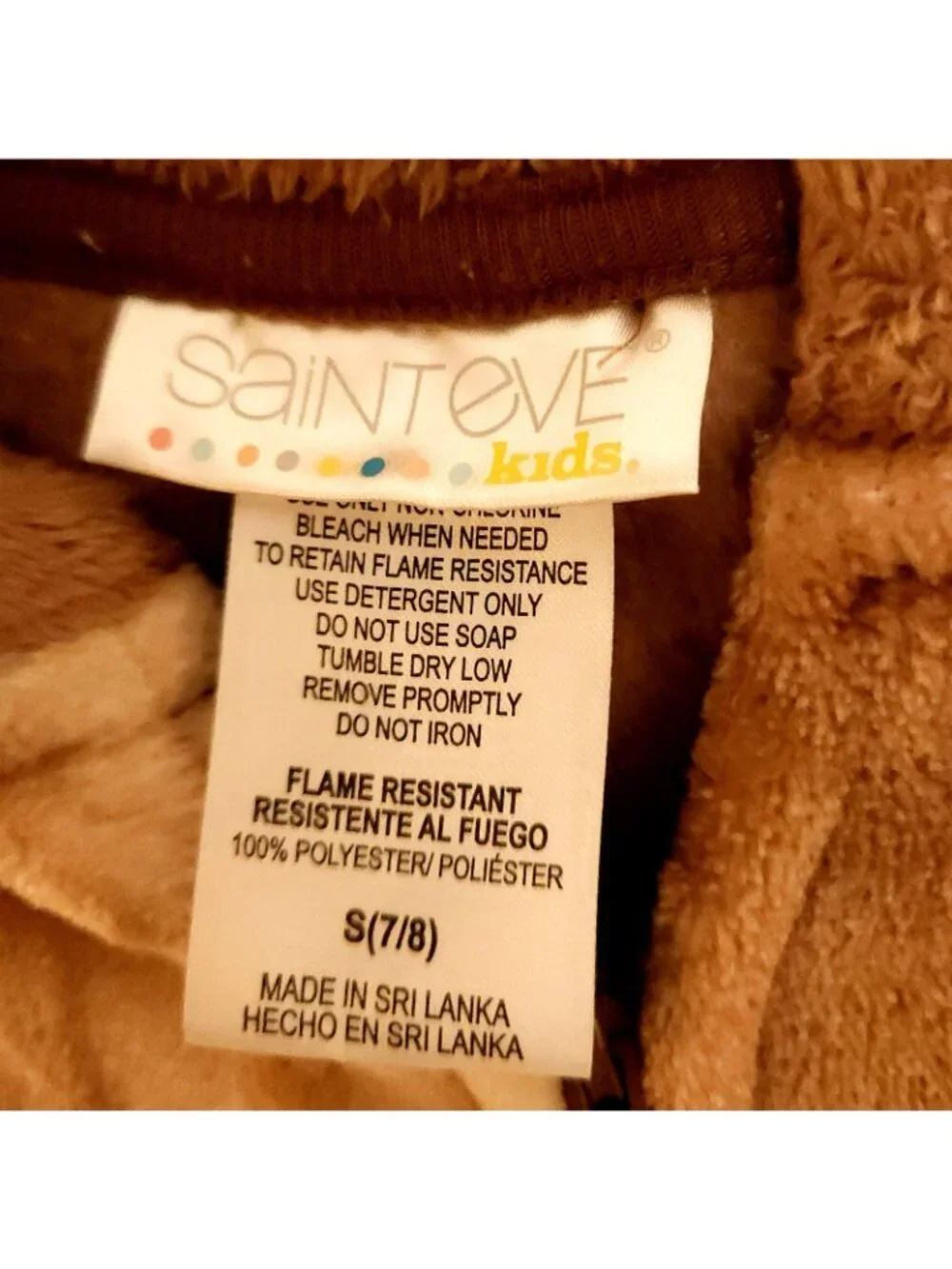 Saint Eve Kids Brown Sloth One Piece Open Foot Pajamas 7-8